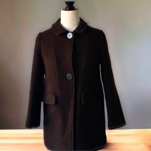 Zara girls dark brown textured coat with buttons